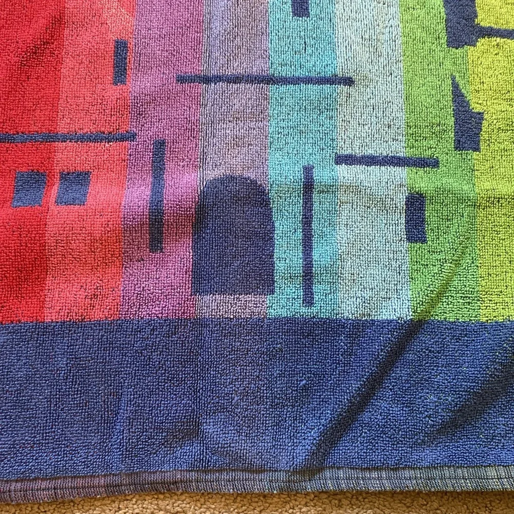 Vintage 80's Walt Disney Beach Towel Rainbow Castle Cotton 50